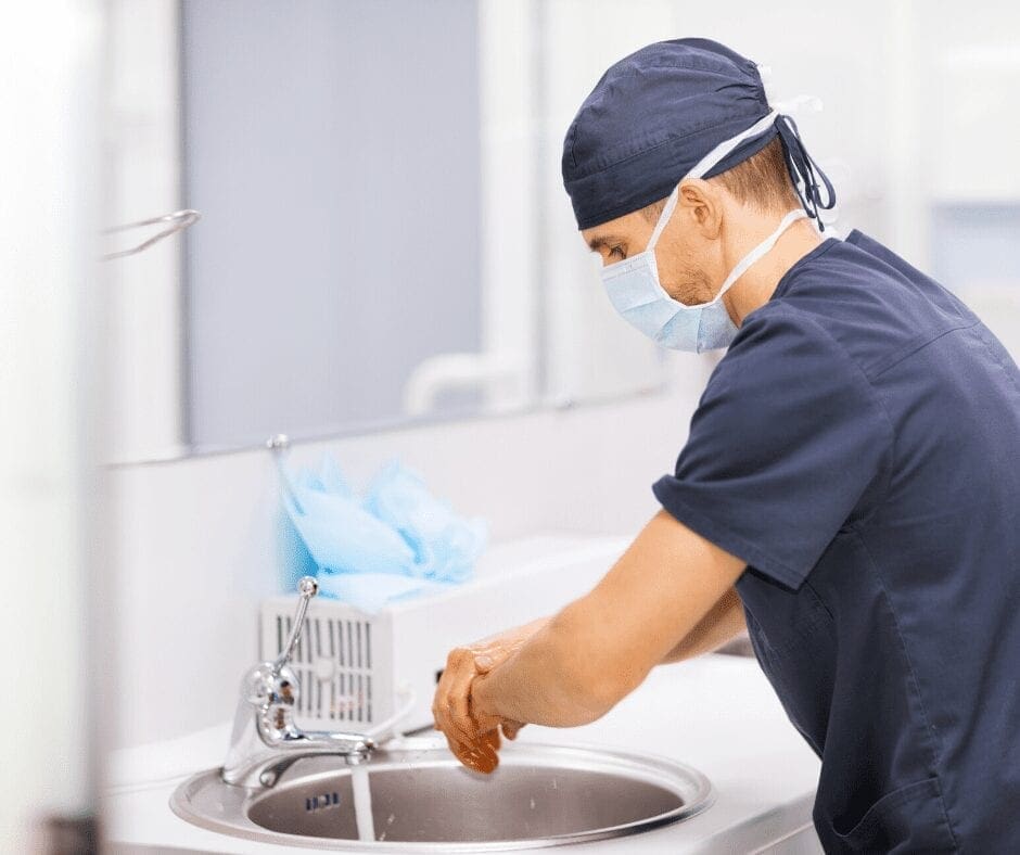 Dentist making sure his dental work is safe.