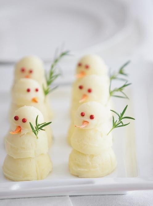 smashed potato snowmen